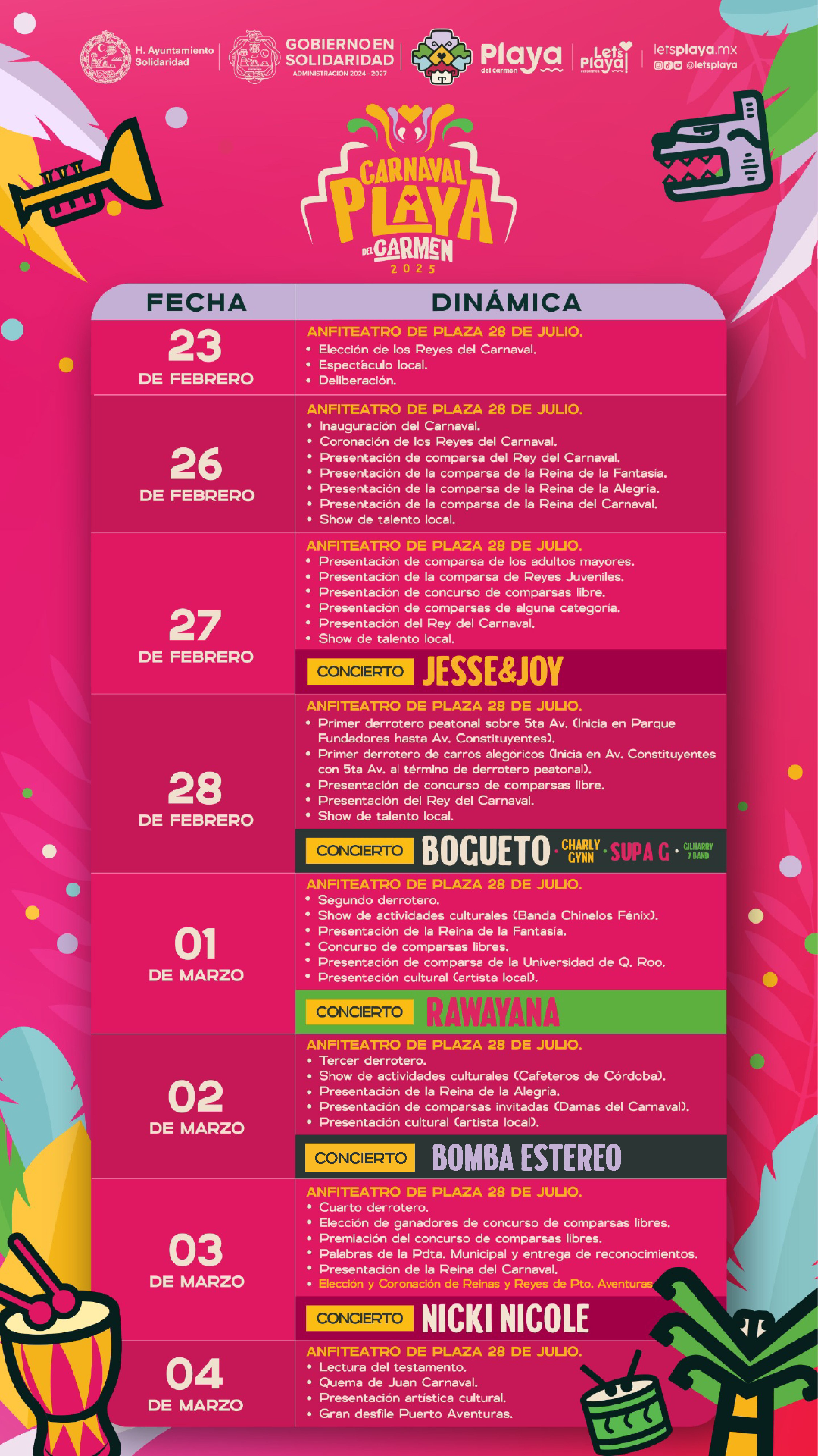 Calendario en la Plaza 28 de Julio